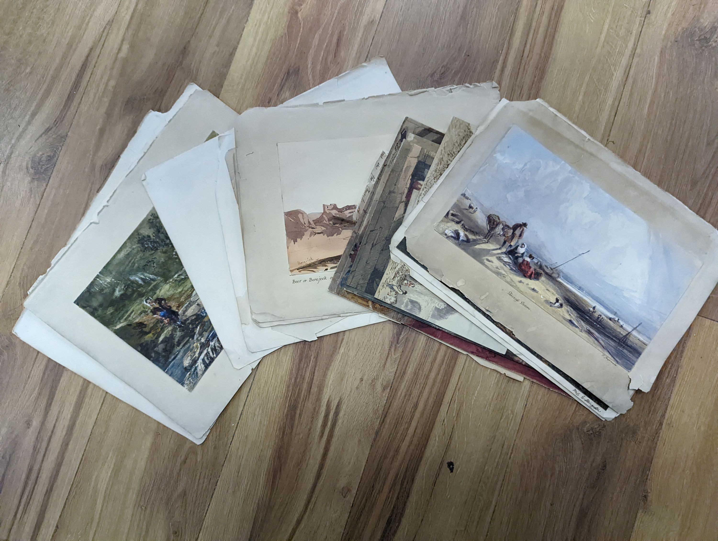 19th century English School, a folio of assorted watercolours, Topographical scenes including works by Harriet Arnold and Harriet Gouldsmith, largest 23 x 31.5cm